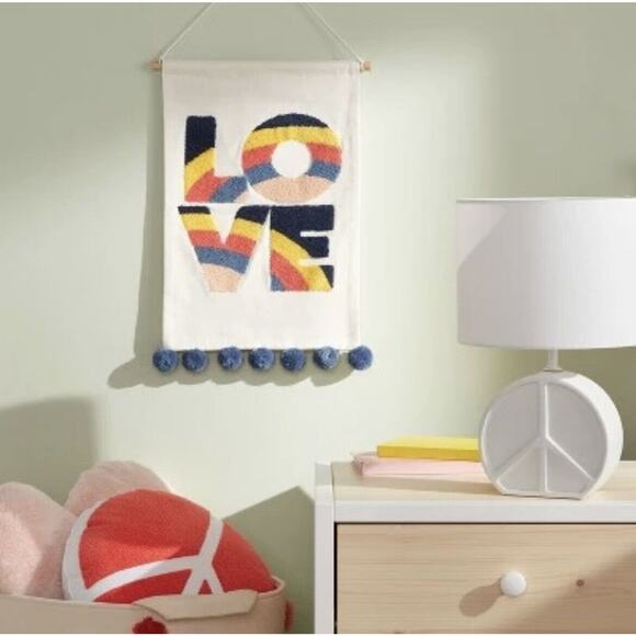Multicolor Woven Hanging Wall Decor "LOVE" Pillowfort‎ Rainbow - Picture 2 of 3